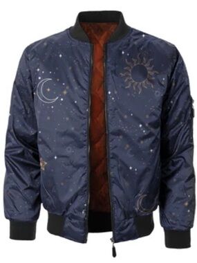 Fresh Hoods Night Sky Bomber Jacket Medium Celestial Print NWT